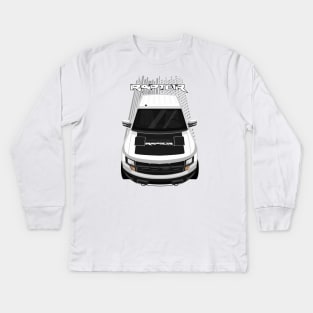 Ford F150 SVT Raptor 2010-2014 - White and Black Kids Long Sleeve T-Shirt